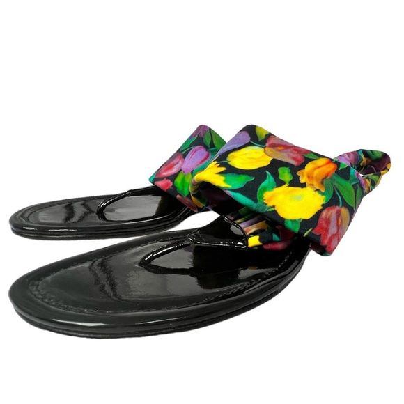 Donald J. Pliner Dasan Stretch Wedge Colorful Floral Tulip Print Sandals Size 9 - Picture 10 of 10